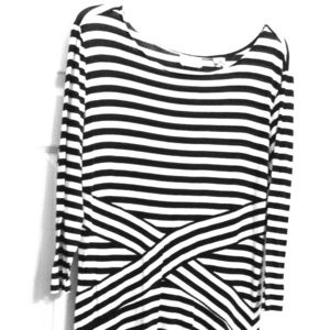 ECI New York Black & White Stripe Midi Dress Sz 2x